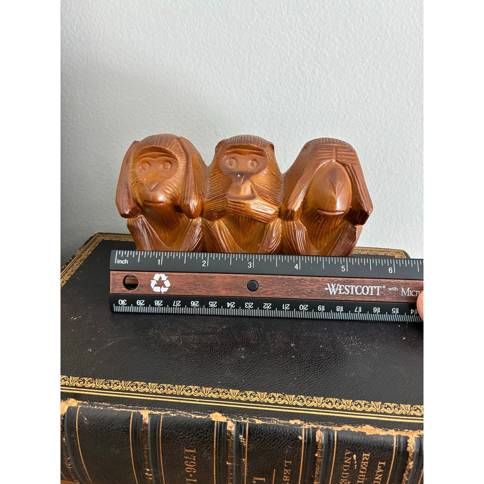 Vintage Hand-Carved Wooden Three Wise Monkeys Figurine | See No Evil Hear No Evil Speak No Evil