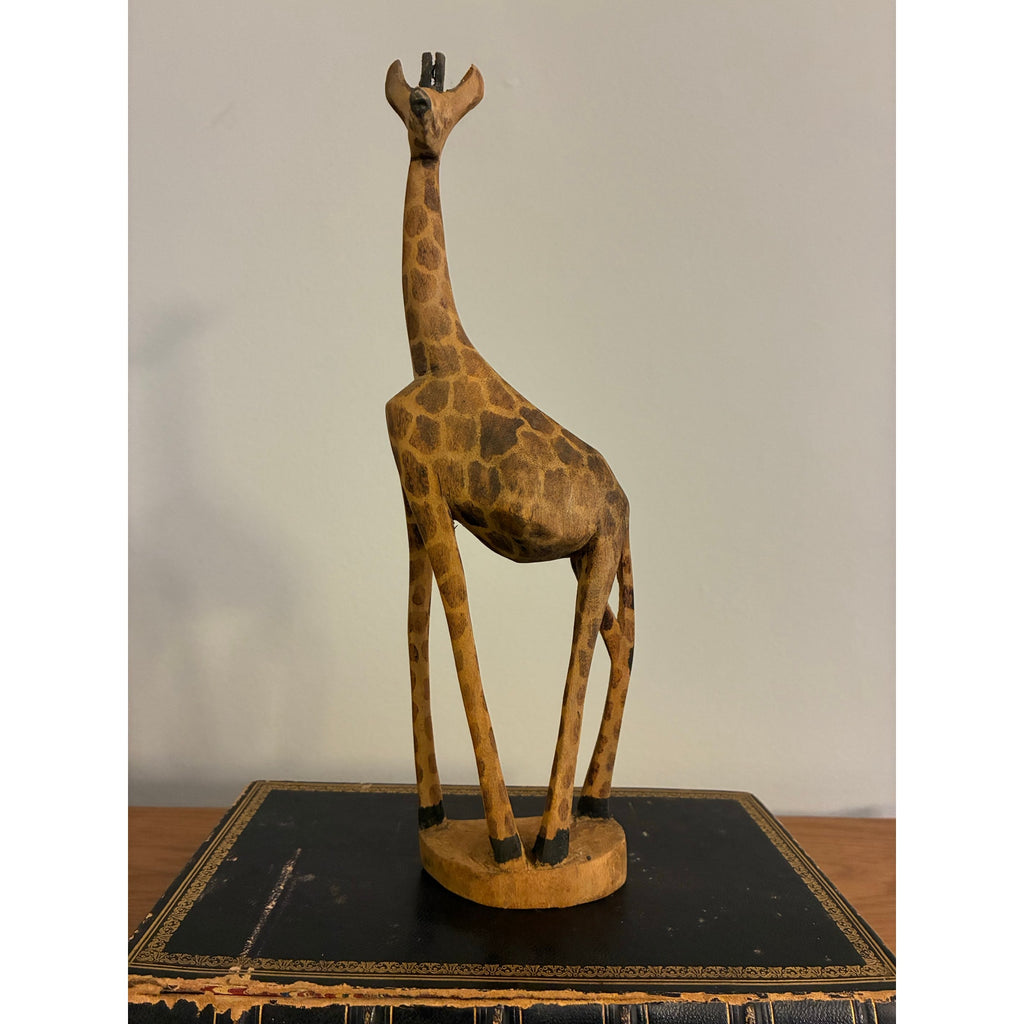 Vintage Hand-Carved Wooden Giraffe Figurine