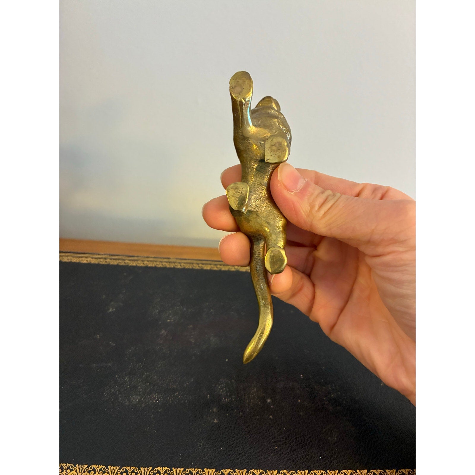 Vintage Solid Brass Lion Figurine | Small Lion Statue | Animal Figurine Desk Decor