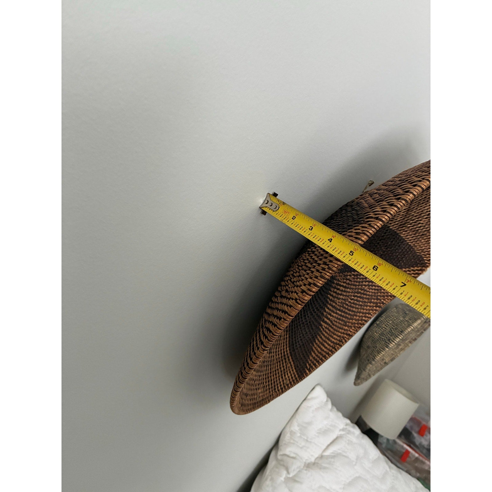 Vintage Round Woven Bowl with Handles Bohemian Tray Natural Boho Decor 19”