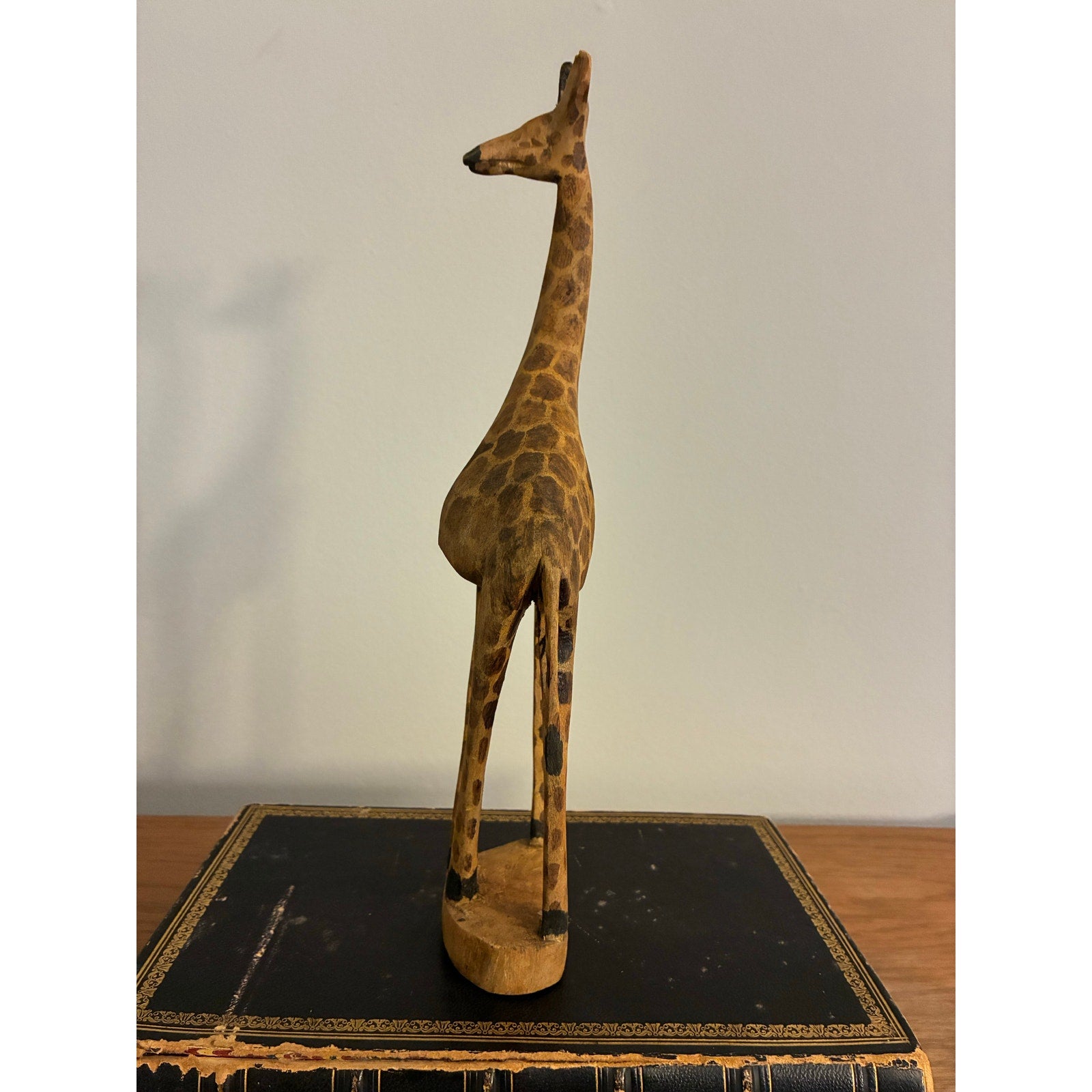 Vintage Hand-Carved Wooden Giraffe Figurine