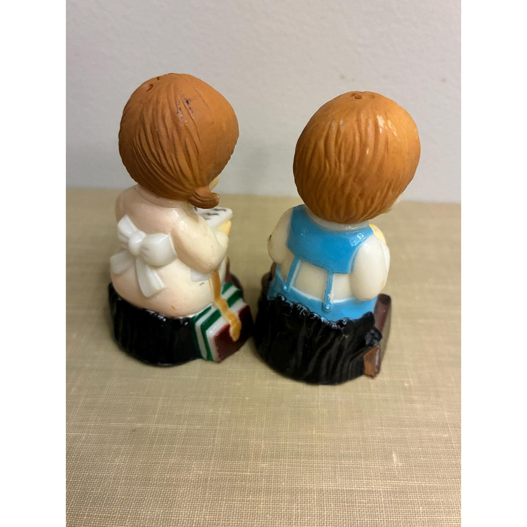 Vintage Made in Hong Kong Salt & Pepper Shakers – 1980s Boy Girl Figurines