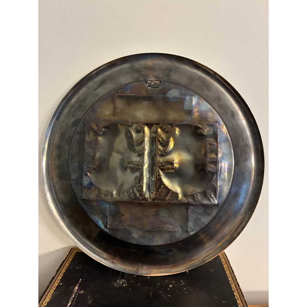 Vintage Egyptian Revival Brass Wall Plate with Pharaoh Relief