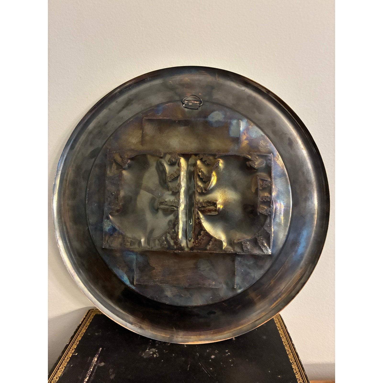 Vintage Egyptian Revival Brass Wall Plate with Pharaoh Relief