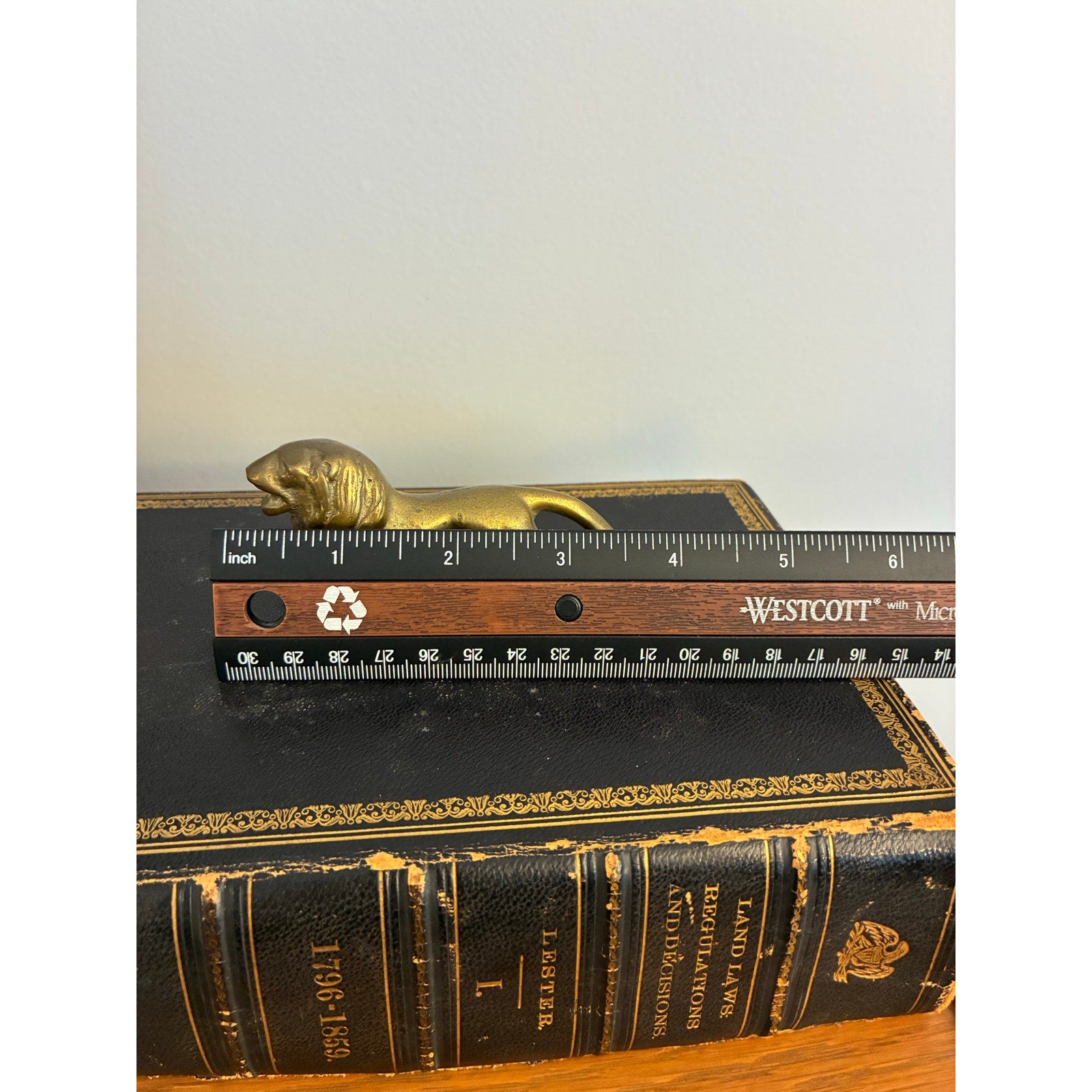 Vintage Solid Brass Lion Figurine | Small Lion Statue | Animal Figurine Desk Decor