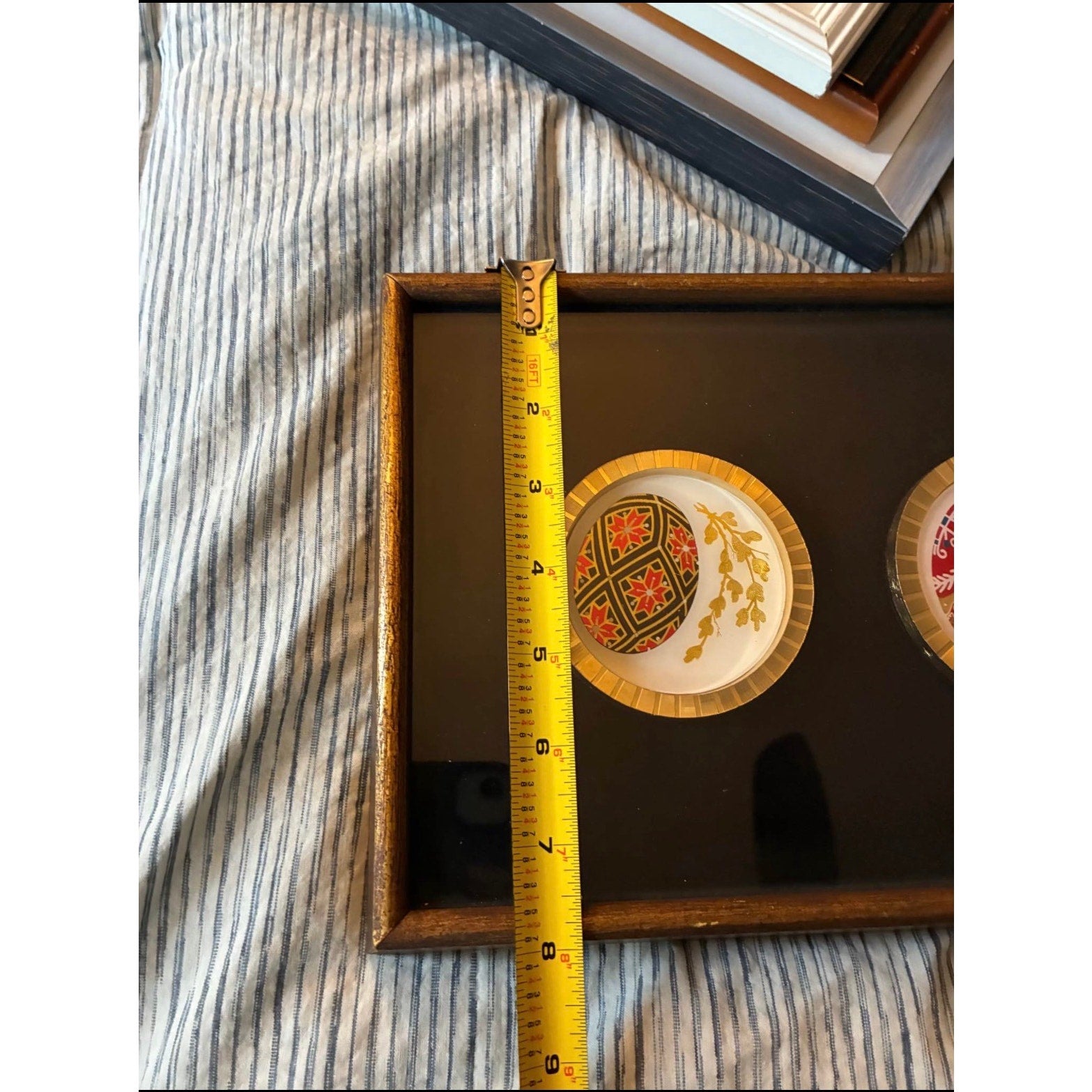 Wooden framed 4 Vintage Gold Encrusted Muirfield 9136 Magnificence Faberge Egg Plates - Vintage Wall decor