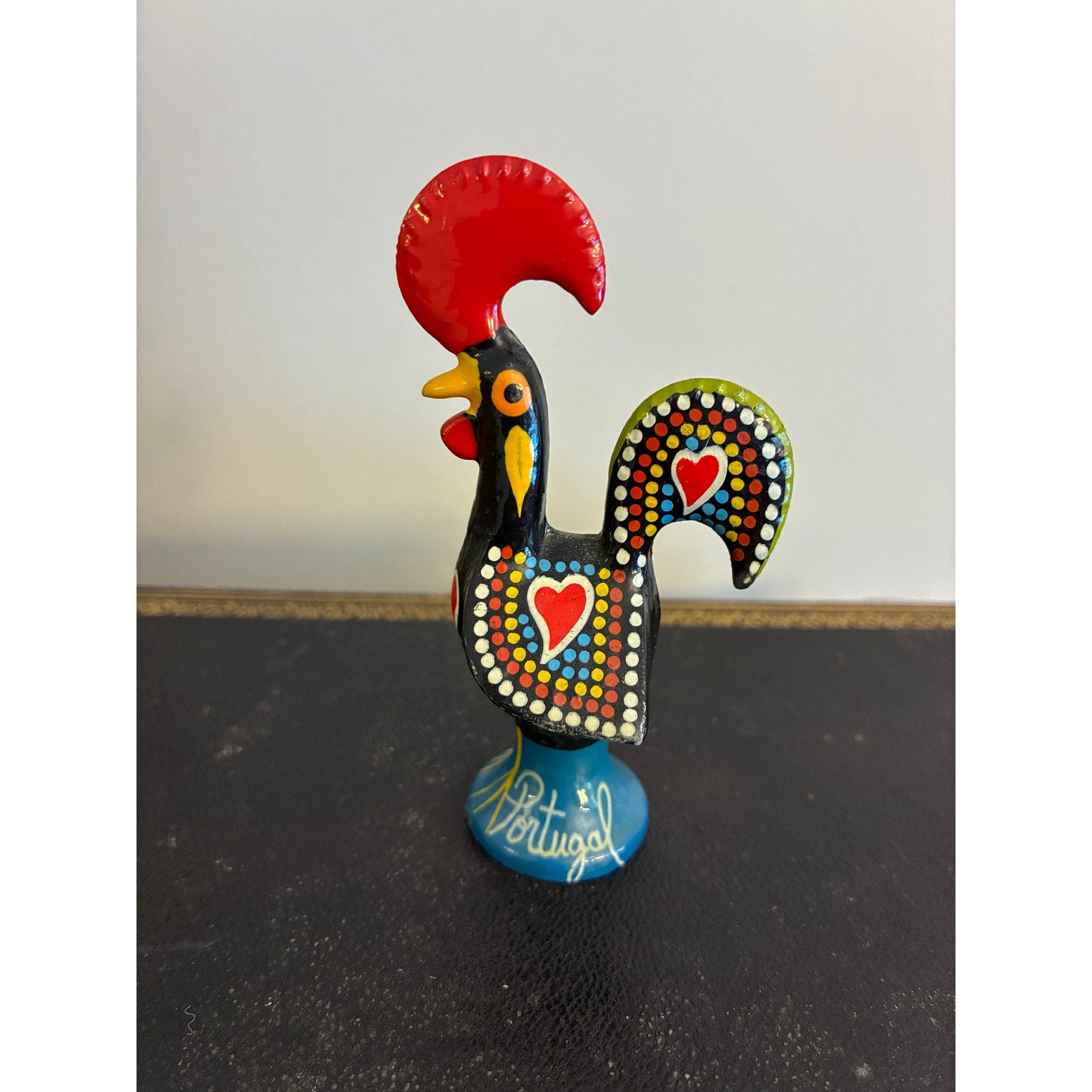 Hand-Painted Portuguese Rooster Figurine – Folk Art Barcelos Style, Portugal Souvenir