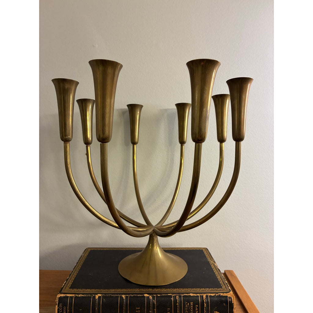 Vintage Mid-Century Modern brass 8-arm candelabra