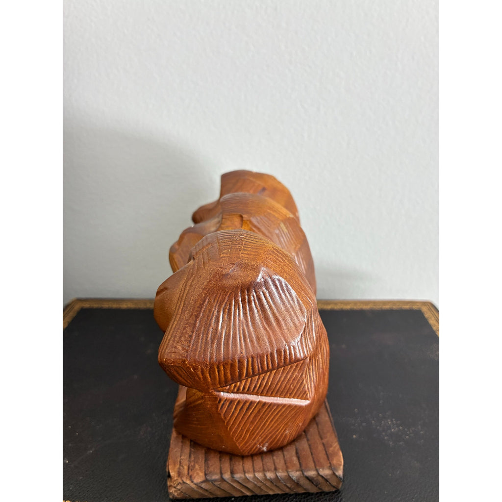 Vintage Hand-Carved Wooden Three Wise Monkeys Figurine | See No Evil Hear No Evil Speak No Evil