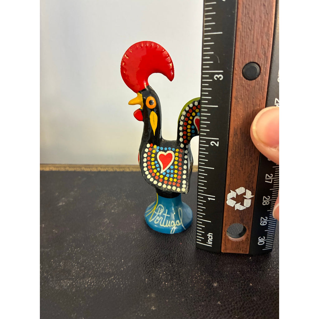 Hand-Painted Portuguese Rooster Figurine – Folk Art Barcelos Style, Portugal Souvenir