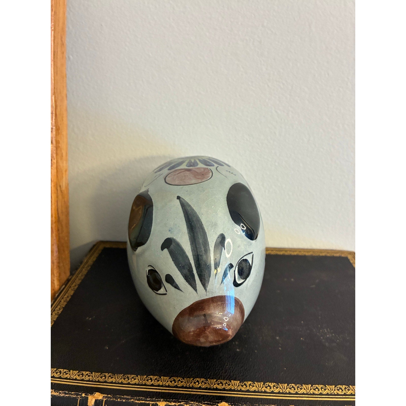 Vintage Hand-Painted Tonalá Mexican Ceramic Pig Figurine – Vibrant Floral Design