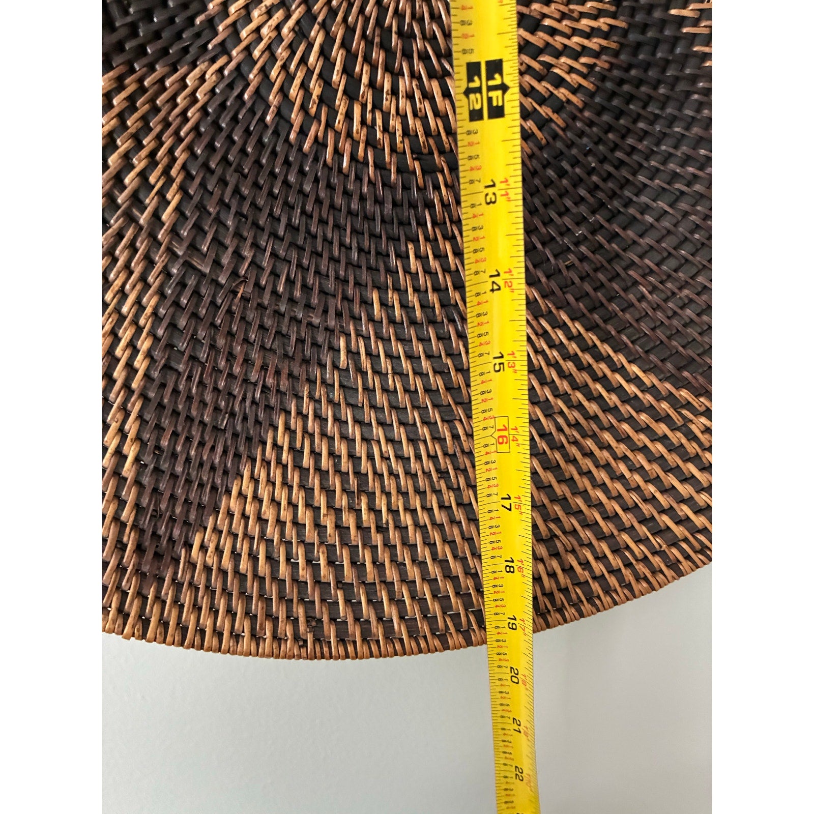 Vintage Round Woven Bowl with Handles Bohemian Tray Natural Boho Decor 19”