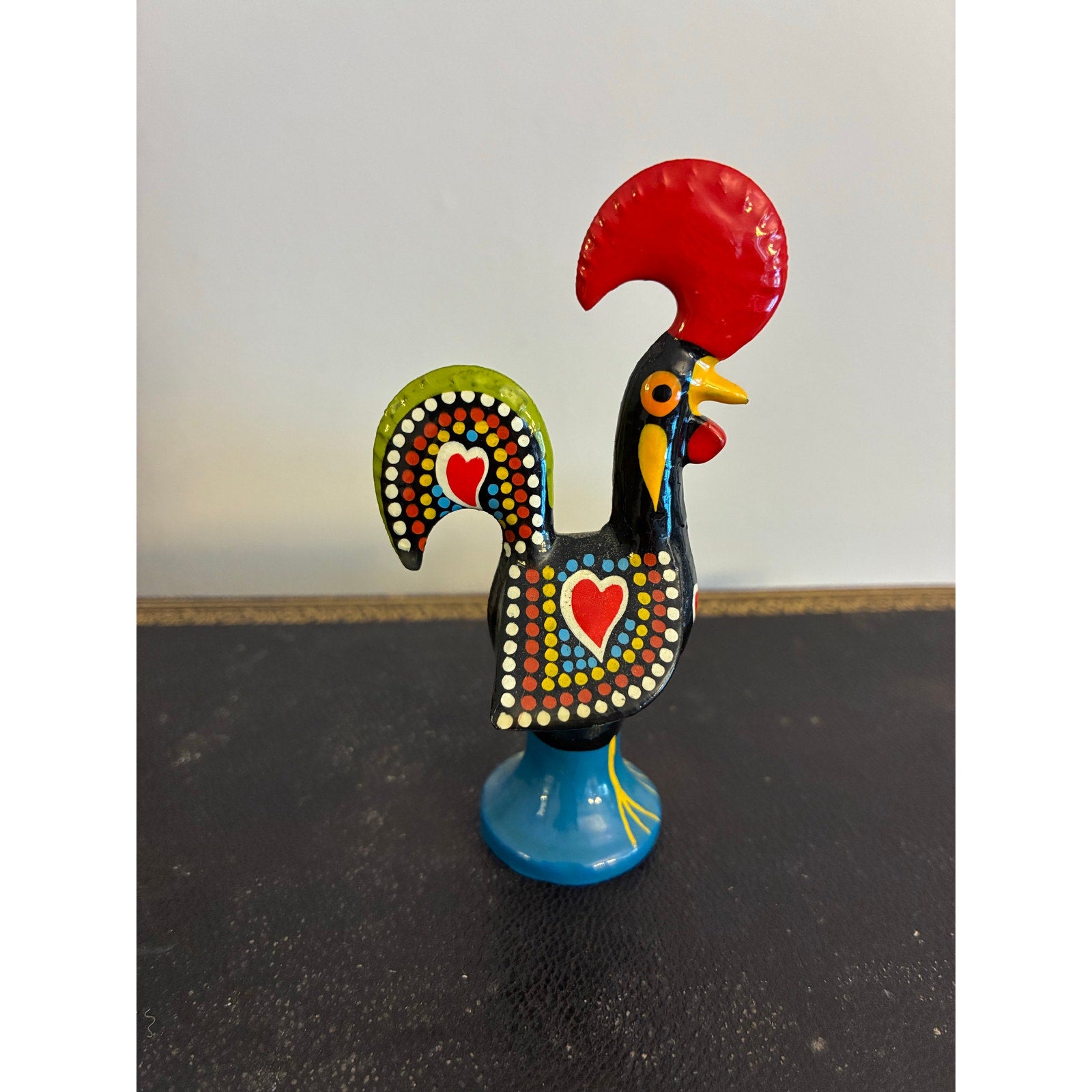 Hand-Painted Portuguese Rooster Figurine – Folk Art Barcelos Style, Portugal Souvenir