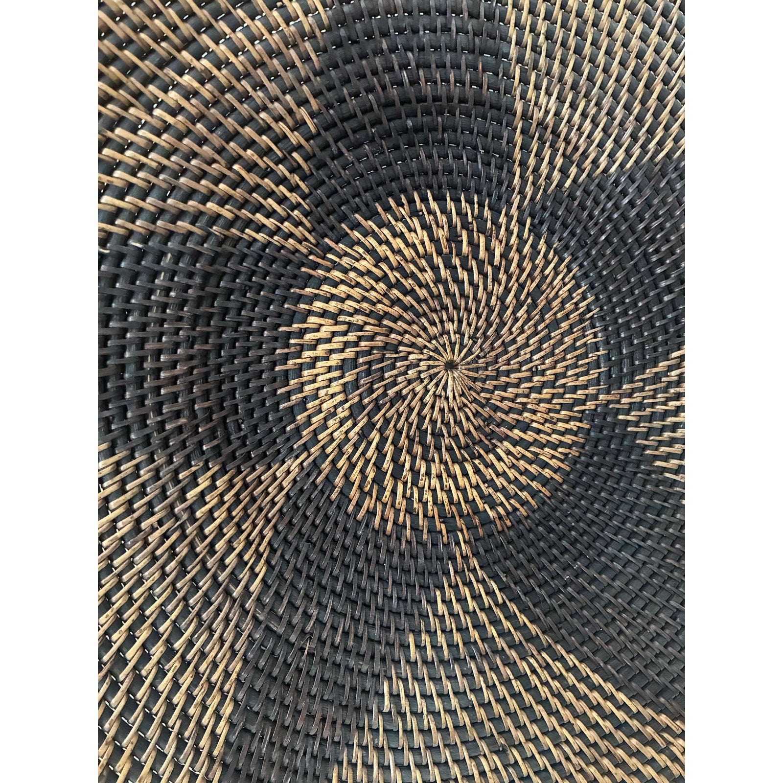 Vintage Round Woven Bowl with Handles Bohemian Tray Natural Boho Decor 19”