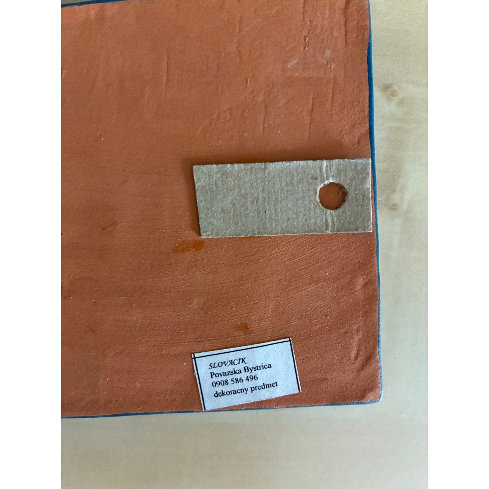 Vintage European folk art - hand carved Slovakia clay wall decor - pair