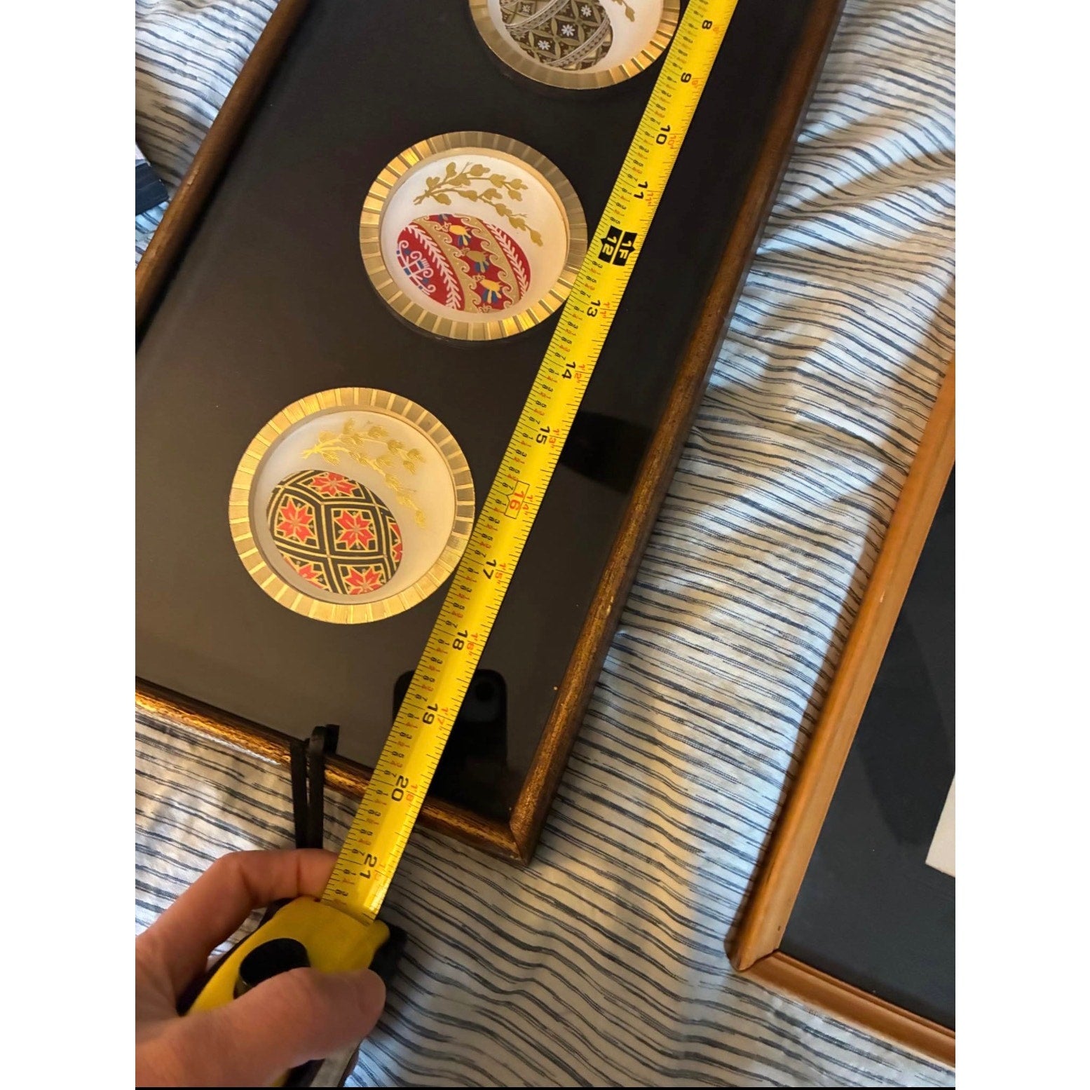 Wooden framed 4 Vintage Gold Encrusted Muirfield 9136 Magnificence Faberge Egg Plates - Vintage Wall decor