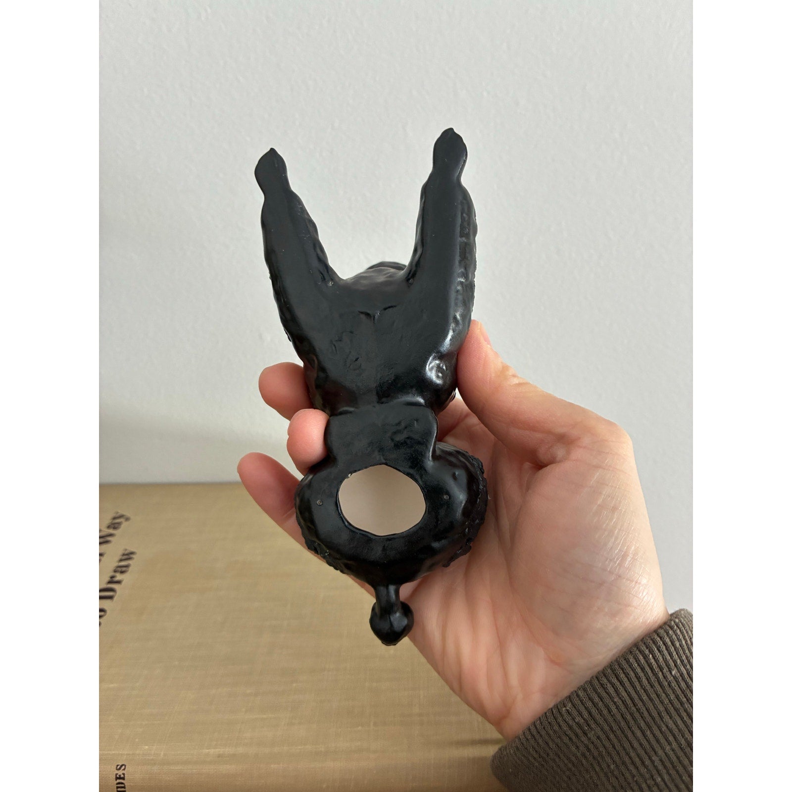 Vintage 1950s Black Ceramic Poodle Figurine- Mid-century decor