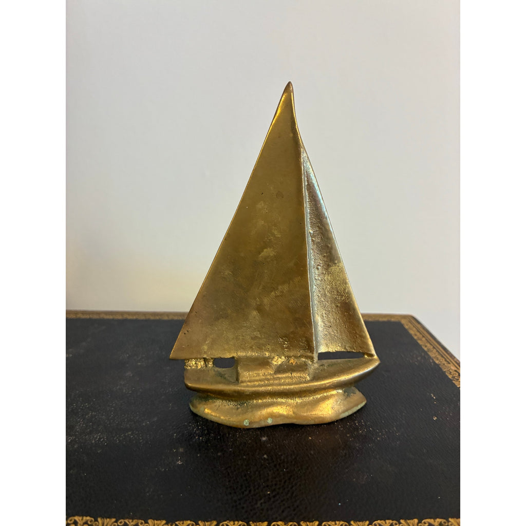 Vintage Mid-century Modern (MCM) Brass Sailboat Sculpture - Nautical Ship Boat