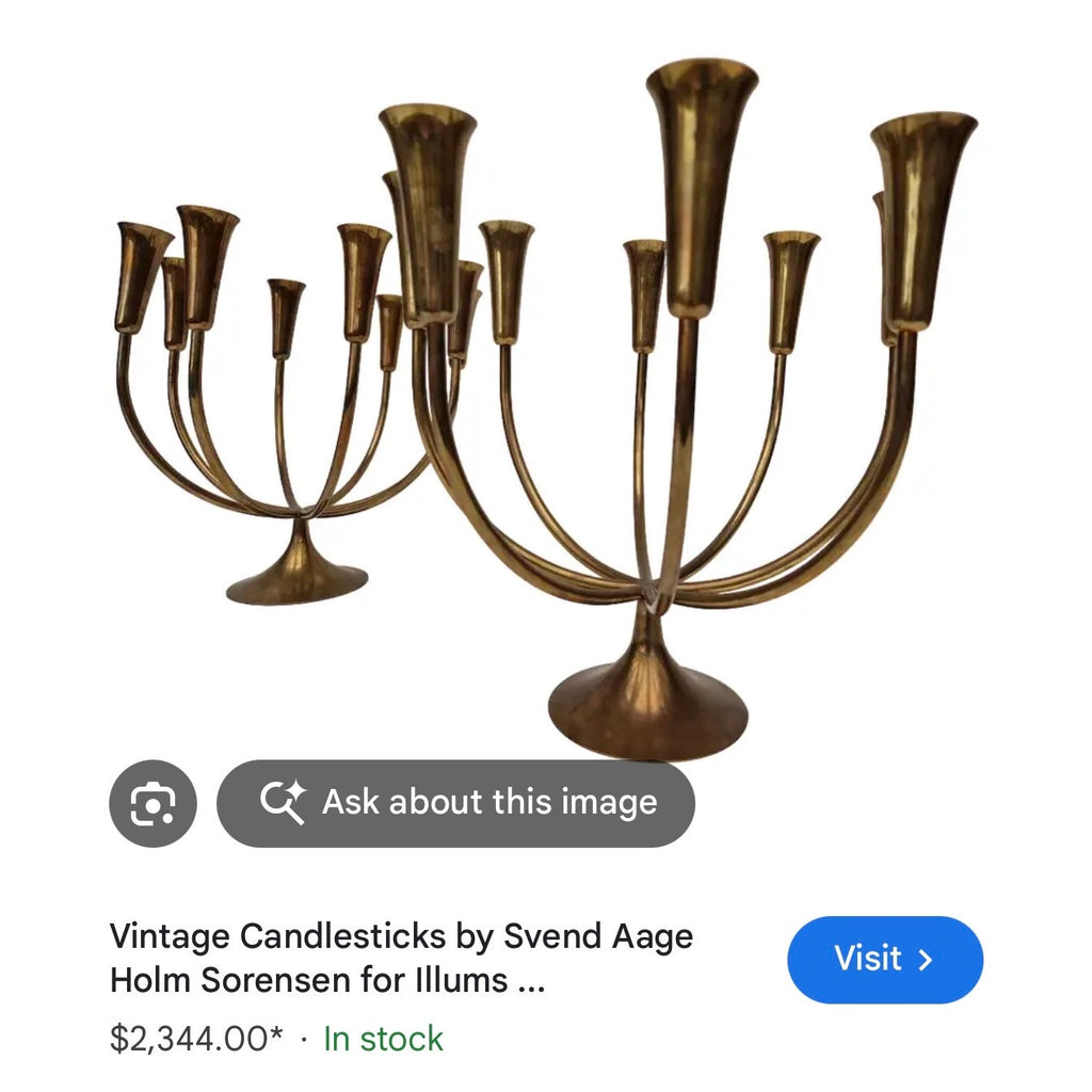 Vintage Mid-Century Modern brass 8-arm candelabra