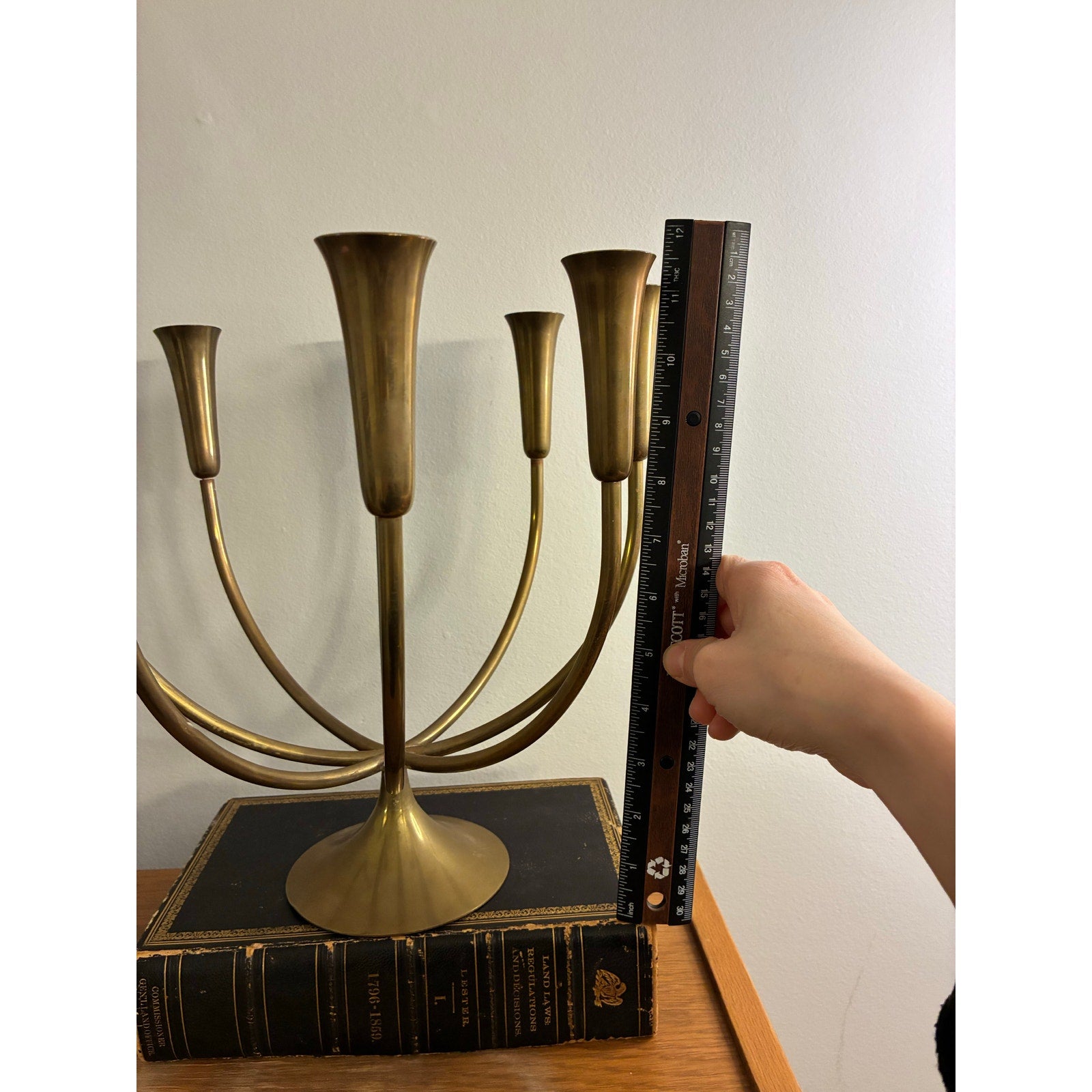 Vintage Mid-Century Modern brass 8-arm candelabra