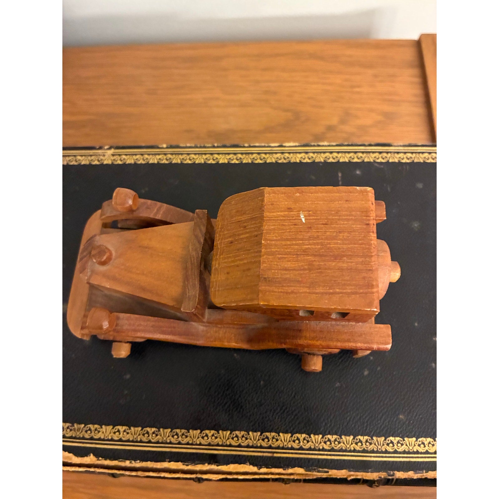 Vintage Hand-Carved Wooden Toy Car – Folk Style