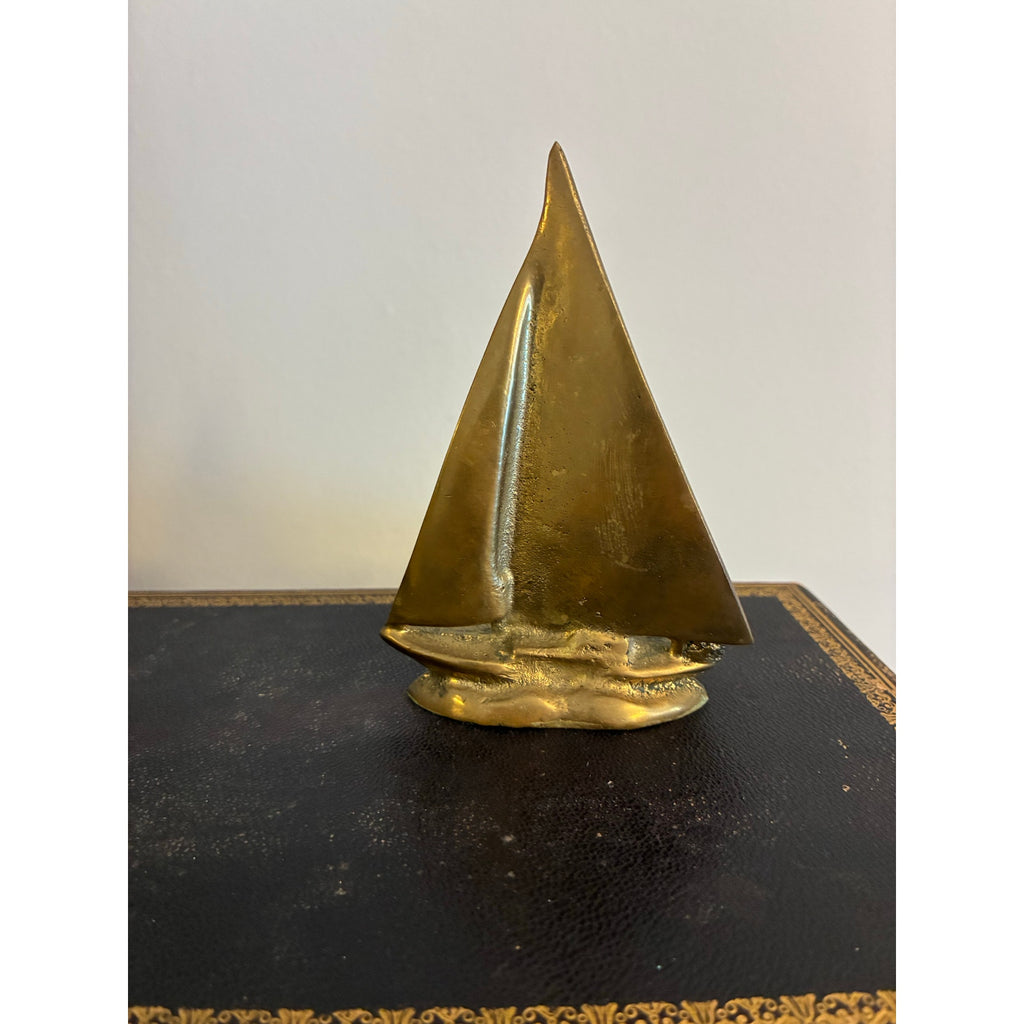 Vintage Mid-century Modern (MCM) Brass Sailboat Sculpture - Nautical Ship Boat