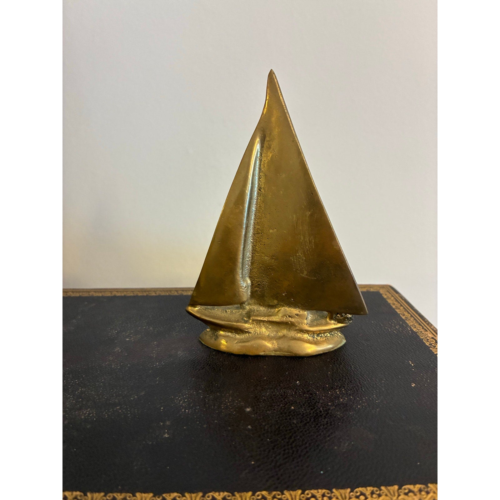 Vintage Mid-century Modern (MCM) Brass Sailboat Sculpture - Nautical Ship Boat